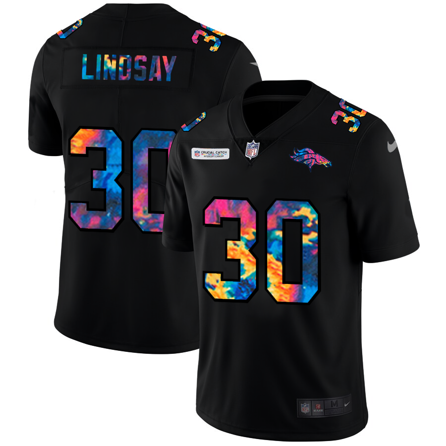 NFL Denver Broncos #30 Phillip Lindsay Men Nike MultiColor Black 2020  Crucial Catch Vapor Untouchable Limited Jersey